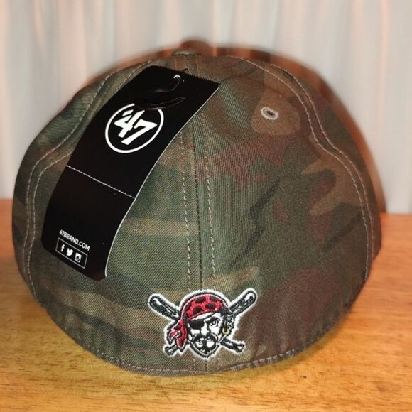 47 Brand Pittsburgh Pirates Camo XXL Stretchfit Hat - New - Picture 4 of 9